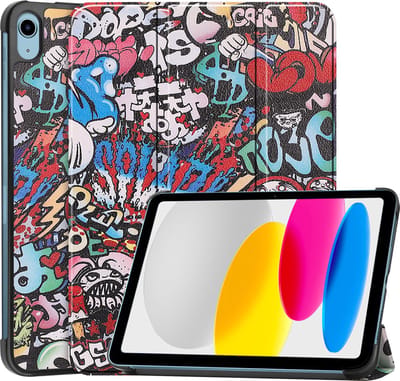 Hoes - Geschikt voor Apple iPad A16/A18 (2022/2025/2026) - 10.9 & 11 inch (10e, 11e & 12e generatie) - Dun & Stevig - Trifold Bookcase - Hard Cover - Hardcover Book Case - Tablet Hoesje - Graffity