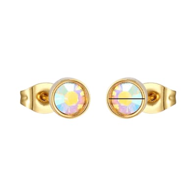 Goudkleurige AB kristal oorbellen - 6mm - RVS -Elegant en tijdloos