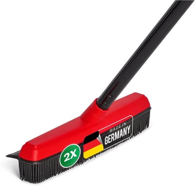 Novaliv 2x rubberen bezems met steel voor in de auto & wisser kappersbezem rubberen knopbezem hondenhaarverwijderaar parketbezem voor binnen stenen vloeren tapijtbezem vloerwisser huishoudbezem wonderbezem