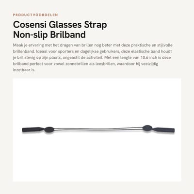 Dailygoods- Brilriem Elastisch - Antislip Sportriem - Haken - Duurzaam - Lichtgewicht - Voor Outdoor Gebruik - Zonnebrilriem