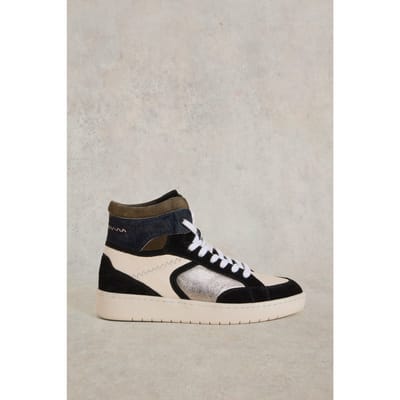 White Stuff Heidi Hi-top Trainer Black Multi Size: 3 | Sneakers Outlet | Dames | Zwart