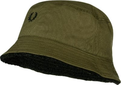 Fred Perry Reversible bucket hoed van teddy - Zwart/ Groen - Maat L