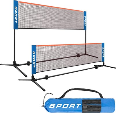 Draagbaar en in hoogte verstelbaar badminton- en pickleballnet met palen en draagtas – Eenvoudige montage voor sportplezier in de tuin of op het strand