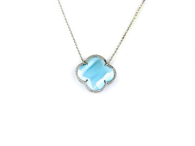model Fiori klein ketting in zilver lichtblauwe klaver