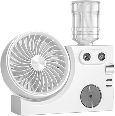 Mist Ventilator - Luchtkoeler Vernevelaar - Persoonlijke Verkoeling - Dubbele Nozzles - 7x23x7 cm - Wit