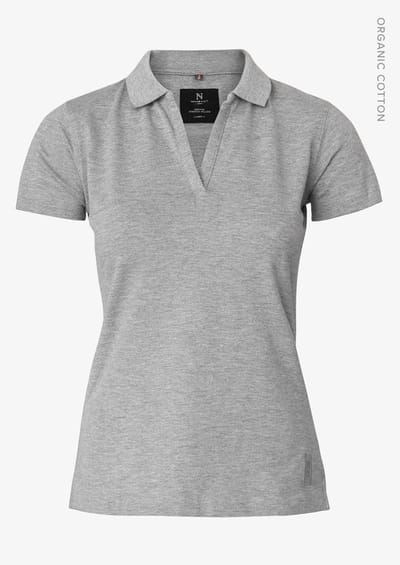 Harvard V-Neck Women - Grey Melange Stretch deluxe polo | Maat XXL