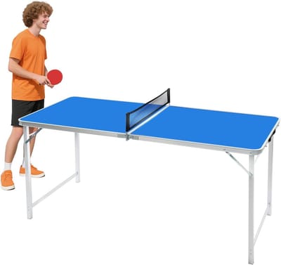 Tafeltennistafel - Ping Pong tafel - Vrije tijd spel - Opvouwbaar aluminium frame - 152 cm - Blauw