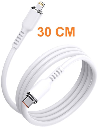 usb c kabel 30cm - usb c kabel apple Silicone wit - Oplader kabel geschikt voor iPhone - Kabel geschikt voor lightning iPhone 14 / 14 Pro / 14 Pro Max / 13 / 13 Pro Max / 12 / 12 Pro Max / 11 / 11 Pro Max / iPad 2018 / iPad 2021 /
