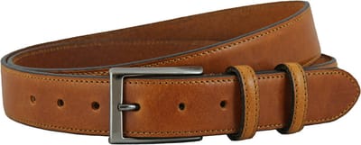 Landley Leren Nette Pantalon Riem - Dames en Heren - 35 mm - Premium Volnerf Leer - Kostuum Riem - Cognac - Lengte totaal 125 cm / Riemmaat 105