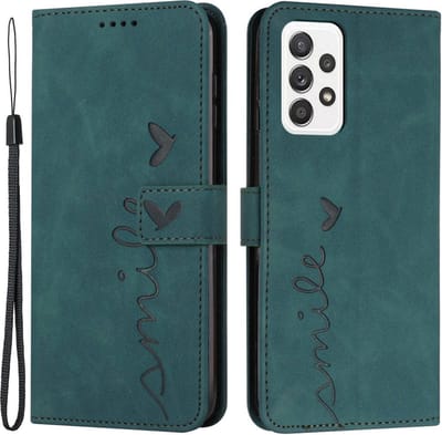 Coverup Hoesje - Geschikt voor Samsung Galaxy A23 Hoesje - Coverup Smile Book Case - Groen