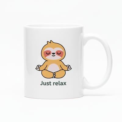 “Just Relax” Luiaard Mok 330 ml – Schattige Mediterende Luiaard – Perfect Cadeau voor Rust, Ontspanning & Vrienden