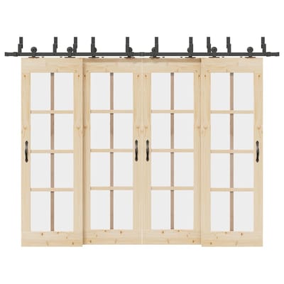 vidaXL - Doos - met - onderdelen - voor - schuifdeur - 305 - cm - staal - zwart