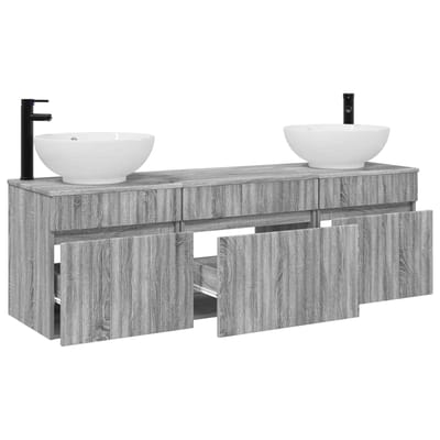 vidaXL - Badkamerkast - set - 3 - st - Grijs - Sonoma - 49 - x - 44,5 - x - 66,5 - cm