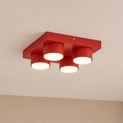 TK Lighting Plafondlamp Brix, rood, 23 cm lang, 4-lamps, GX53