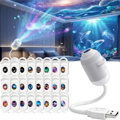 Sterren Projector met 24 Films - Sterrenhemel projector voor auto, slaapkamerdecoratie en kinderkamer - 360° draaibaar - USB-voeding
