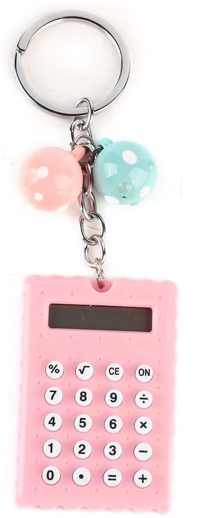 Dailygoody - Sleutelhanger Calculator - Mini Rekenmachine - Handig voor Kinderen - Roze - Pocketformaat - Leuk en Praktisch - Geschikt voor Studenten