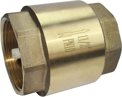 Dailygoods- Terugslagklep Universeel PN10 - Binnen-binnendraad - Messing - 1 1/2'' Inch - 69 mm Lengte - Veerbelaste Zuiger - Klep