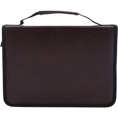 Trousse Organisateur Grande Capacité en Tissu Cuir PU Sac à Stylo Zippé (marron) café foncé