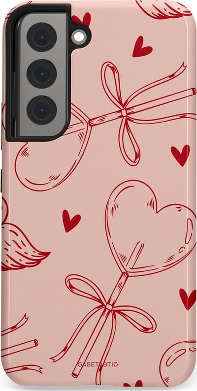 Casetastic Hoesje Geschikt voor Samsung S22 - Stijlvolle Beschermende Duo-layer Case - Zoete strikjes