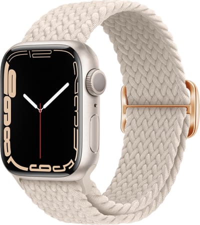 Nylon bandje - geschikt voor Apple Watch 1/2/3/4/5/6/7/8/9/10/11/ SE (1,2,3) met maat 38 mm / 40 mm / 41 mm en 42 mm (Watch 10/11) - beige