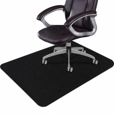 VHV Bureaustoelmat - antislip vloerbeschermer voor stoelwielen en thuiskantoor - zacht oppervlak - 120 x 90 cm - polyester voor bureau en werkplek - Zwart