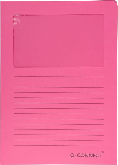 Q-CONNECT L-map met venster | 120 g/mÂ² | A4 | pak van 100 stuks | roze