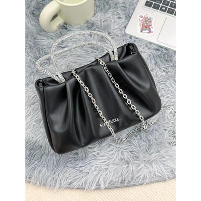 Cloud Bag Dames Nieuwe Fee Diamant-ingelegde Handtas Modieus en Modieus Geplooid Eén-schouder Crossbody Kettingtas black