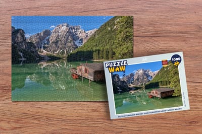 Puzzel Botenverhuur bij het Zuid-Europese meer Lago di Braies - Legpuzzel - Puzzel 1000 stukjes volwassenen