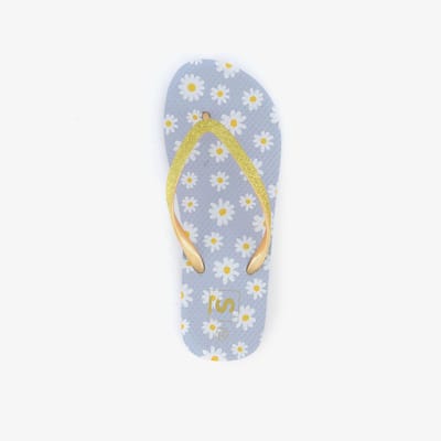 Dames teenslippers met madeliefjes blauw - Maat 37