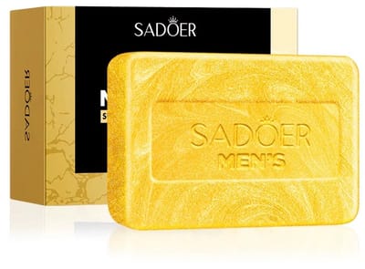 SADOER | 3in1 Gouden Zeep | 24K Gold Nano | Voor Gevoelige Huid | Anti Aging | Diepe Reiniging | Acne & Puistjes | Hydraterend | Dermatologisch | Huidreiniger Bar | Mannelijke Gezichtszeep | Tegen Mites & Bacteriën | Zeepblok 100gr
