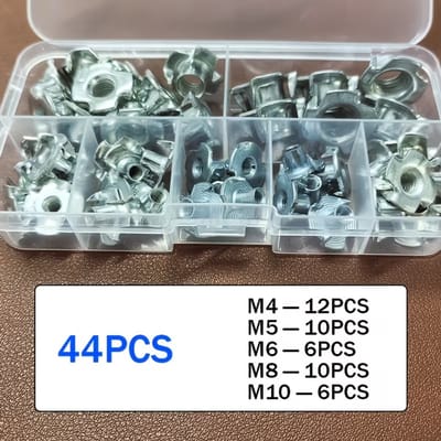 DW4Trading Assortimentsdoos Inslagmoeren Set 44 Stuks, M4, M5, M6 - Perfect Voor Houtbewerking