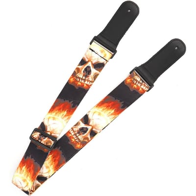 Leren Schouderband Gitaaronderdelen Vlam‑Schedel‑Patroon Print‑Type Verstelbaar black