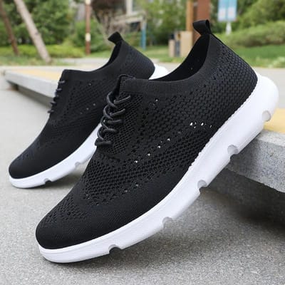 Lefu Schoenen Zomer Nieuw Lichtgewicht Vetersluiting Casual Ademend Mesh Sport Hardloopschoenen Heren Sportschoenen 39 black