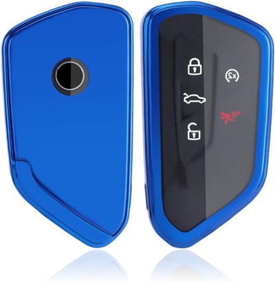 SnelShoppen - Sleutelhoes Geschikt voor Golf 8, Seat Leon MK4, Tarraco, Ateca, Skoda Octavia 2020+, TPU Sleutelbescherming (Blauw)