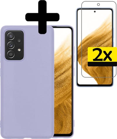 Hoesje - Met 2x Screenprotector - Geschikt voor Samsung Galaxy A53 - Sterk & Shockproof - Back Cover - Siliconen Case - Telefoon Hoes - Telefoonhoesjes - Lila