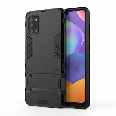 Coverup Hoesje - Geschikt voor Samsung Galaxy A31 Hoesje - Coverup Armor Kickstand Back Cover - Zwart