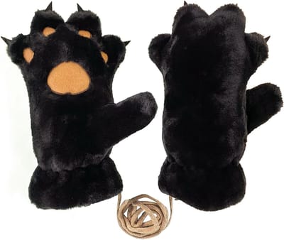 Warme Pluche Berenpoot Handschoenen voor Dames en Meisjes - Fluffy Therian Paws Cosplay Handschoenen voor Comfort en Stijl