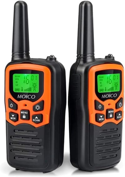 Walkie Talkie - Walkie Talkie voor volwassenen over lange afstand - Met 8 FRS-kanalen - Walkie Talkie voor thuis met LED-zaklamp VOX LCD-scherm - Geschikt voor wandelen - Kamperen (2-pack)