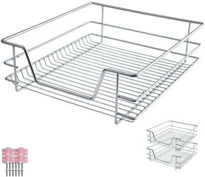 tectake® Set van 2 Telescopische Lades - Schuiflade - Keukenkast Organizer - Keukenrek - Keukenlade - 50 cm Breed - Draagkracht 25kg