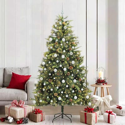 vidaXL - Kunstmatige - Scharnierende - Kerstboom - met - Kegels - Groen - 210 - cm