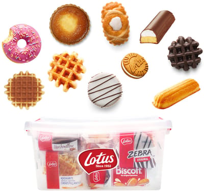 Lotus koekjesmix 812g - 27 koekjes - Ultimate Cookie Mix - Koekendoos gevuld met koekjes voor bij de koffie - Individuele verpakte koekjes