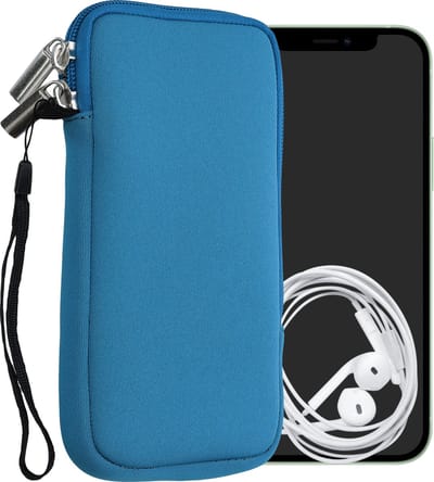 kwmobile telefoontasje universeel geschikt voor XL - 6,7/6,8" smartphones - 17,2 x 8,4 cm - Hoesje met rits en polslusje -In stralend blauw -