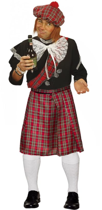 Schotse verkleed kilt en hoed - rood - heren - Schotland rok - verkleedkleding - Carnavalskleding