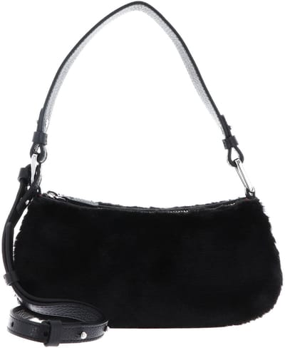 COCCINELLE Leren schoudertas Merveille Synthetic Fur Mini Bag Noir / Noir zwart