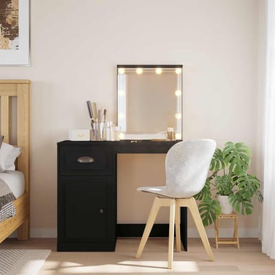vidaXL - Kaptafel - met - LED-verlichting - 90x42x132,5 - cm - zwart