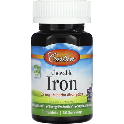 Chew-Iron, Natuurlijke Fruit Smaak, 27 Mg, 30 Tabletten