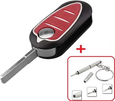 Autosleutel behuizing geschikt voor Alfa Romeo 3 knoppen klapsleutel / Alfa Romeo Mito / Alfa Romeo Giulietta . + Mini RVS 3in1 Schroevendraaier.