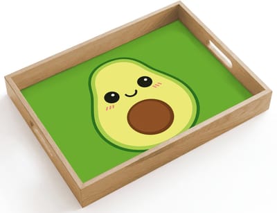 Dienblad hout 40x30 cm - Schootdienblad - Avocado - Groen - Speels - Borrelplank rechthoek - Plateau dienbladen