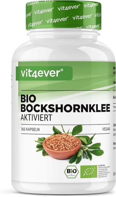 Biologische Geactiveerde Fenegriek - 365 Capsules - Hooggedoseerd met 2600mg (650mg per capsule) - Gecertificeerde Biologische Kwaliteit - Zonder Ongewenste Toevoegingen - Veganistisch - Vit4ever