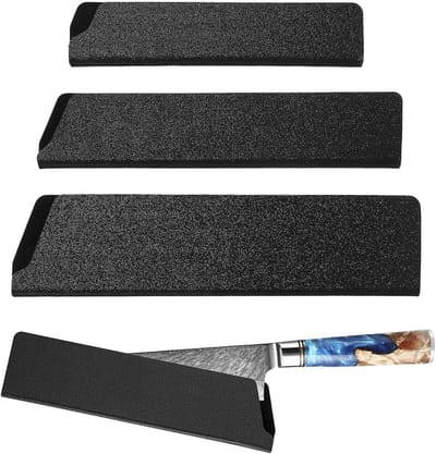 Pack van 3 Chef's Knife Beschermhoes - Bescherming voor Messen - Bescherming voor Bladen van Messen - Zwarte Messenbescherming - Universele ABS Messenbescherming - Flake Messen Sets voor Messen met Bladlengte tot